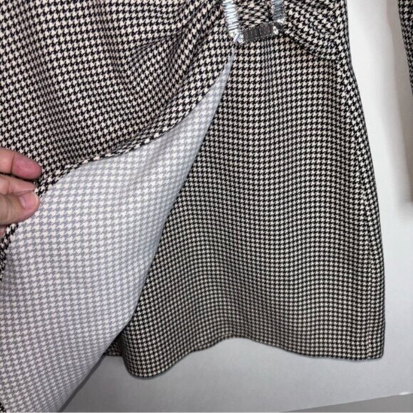 Zara Women's Black White Houndstooth Blazer Dress Small Faux Belt Office Classic - Picture 6 of 11
